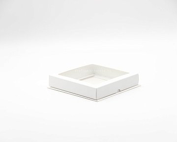 KRAFTPACK Крышка к коробке 16х16х3 см с двойным бортиком, с окном, белая (Силаева 3) (2)