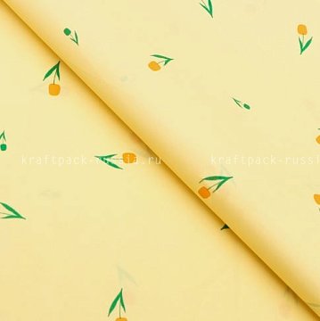 Бумага тишью Желтые цветы, ЖЕЛТЫЙ ФОН, 50х70 см, 5 шт (2)
