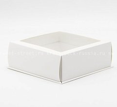 Крышка к коробке 16х16х6 см с двойным бортиком, с окном, белая (Силаева 3) (2)