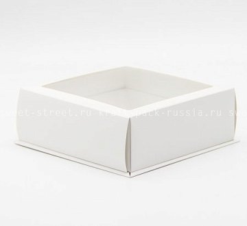 KRAFTPACK Крышка к коробке 16х16х6 см с двойным бортиком, с окном, белая (Силаева 3) (2)
