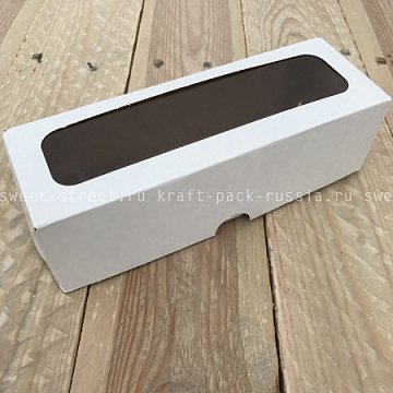 KRAFTPACK Коробка 20х7х6 см c окном, белая (2)