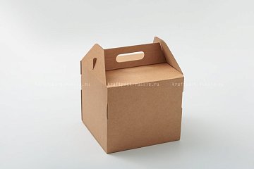 KRAFTPACK Коробка для торта 22,5х22,5х22,5 см, с ручками, микрогофрокартон (2) 