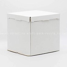 Коробка для торта из микрогофрокартона 40х40х35 см, белая (2)
