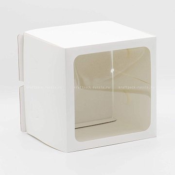 KRAFTPACK Коробка для торта 25х25х21 см с окном, белая (2)