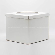 Коробка для торта из микрогофрокартона 30х30х30 см с окном, белая Pasticciere (2)