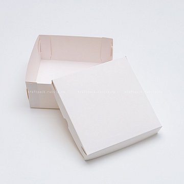 KRAFTPACK Крышка к коробке 16х16х3 см с двойным бортиком, белая (Силаева 3) (2)