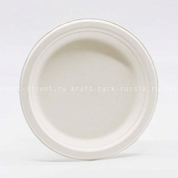  Тарелка из сахарного тростника 18 см, белая (4)/под заказ