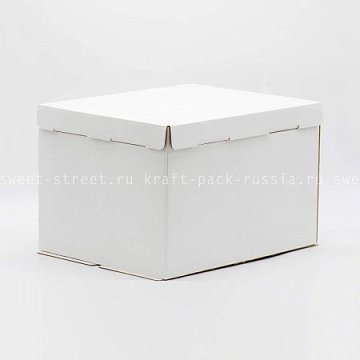 Коробка для торта из микрогофрокартона 30х40х26 см, белая (2)