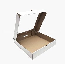 Коробка из микрогофрокартона 35х35х7 см с окном, белая (2)