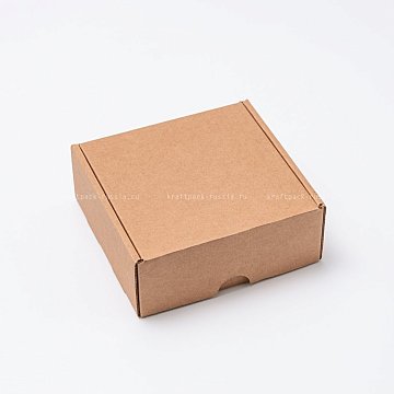 Коробка из микрогофрокартона 12х12х4 см, крафт (2)