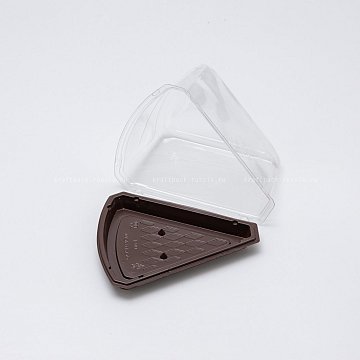 Упаковка пластиковая для кусочка торта 15х15х13,5 см, высота 11 см, черная (2)/