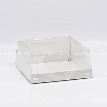 Коробка для торта 22,5х22,5х10 см с прозрачной крышкой, белая - КТ 100 Pasticciere (2)