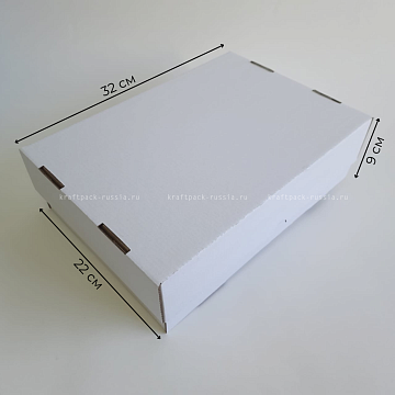 KRAFTPACK Коробка из микрогофрокартона 32х22х9 см (крышка + дно), белая (2)