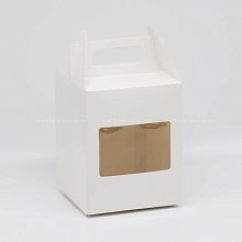 Коробка 16х16х20 см Домик, с маленьким окном, с ручками, белый (2)