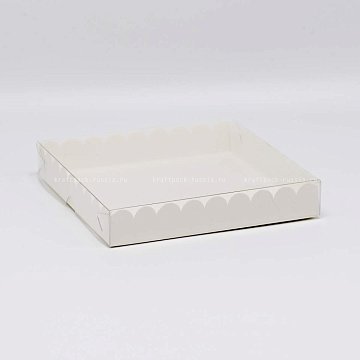 KRAFTPACK Коробка 18х18х3 см с прозрачной крышкой, белая (2)