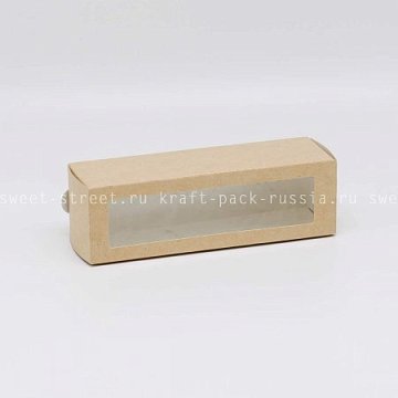Коробка для 6 макаронс 18х5,5х5,5 см с окном, крафт - МВ 6 (4)