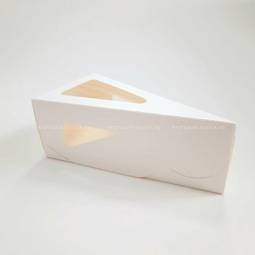 РАСПРОДАЖА Коробка для кусочка торта 16х16х8 см, высота 6 см, с ламинацией БЕЛАЯ (2)