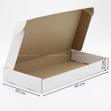 KRAFTPACK Коробка из микрогофрокартона 40х20х5 см, белая (2)